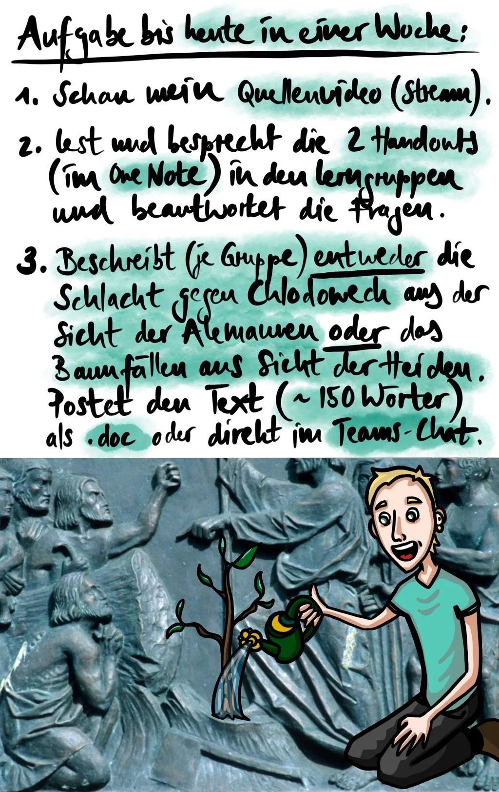 Eine künstlerisch gestaltete Schulaufgabe.