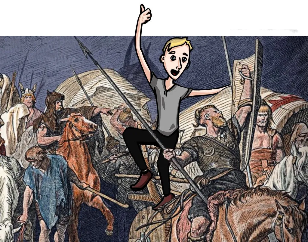 Zeichnung eines Mannes in einem antiken Bild.